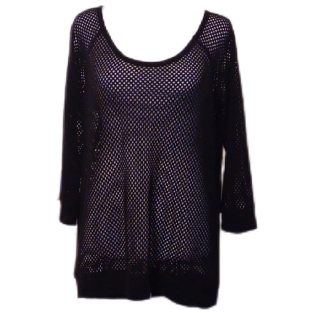 Black Mesh Knit Top Women's Size Medium